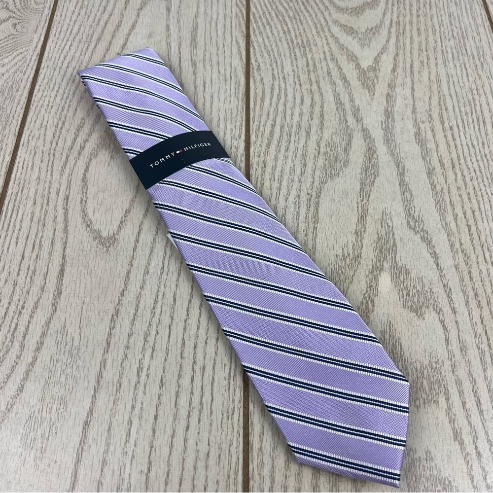 559 - Tommy Hilfiger Tie Purple Stripe 530 TL21100143 Silk Blend $69.50